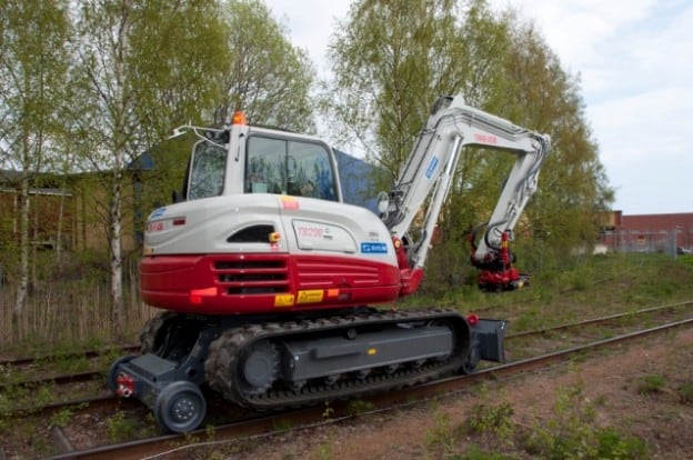 Compact excavators for rail tasks on construction site